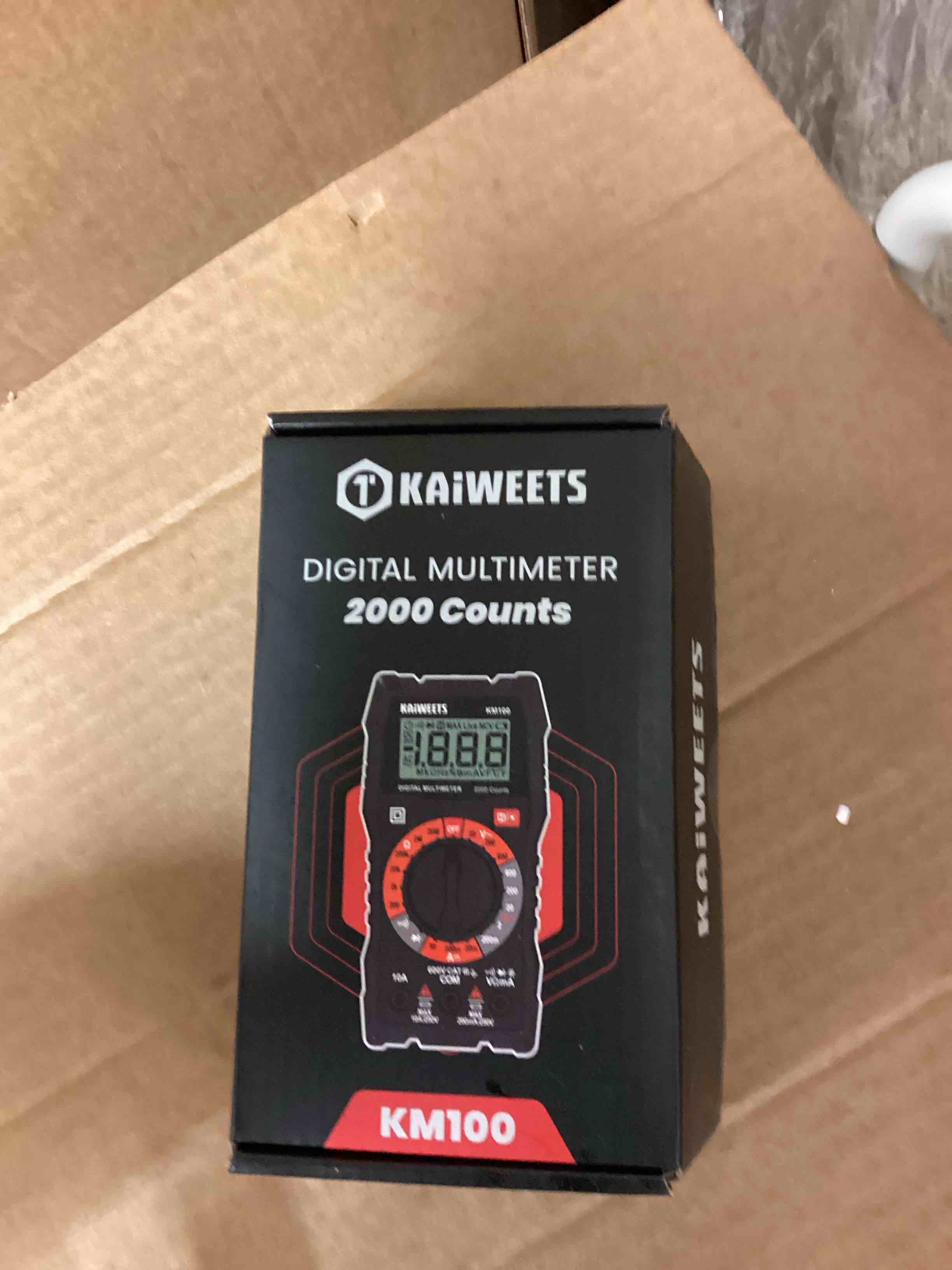 Condition photo showing New/Like New for KAIWEETS Digital Multimeter with Case, DC AC Voltmeter, Ohm Volt Amp Test Meter and Continuity Test Diode Voltage Tester for Household Outlet, Automotive Battery Test (Anti-Burn with Double Fuses) KM100