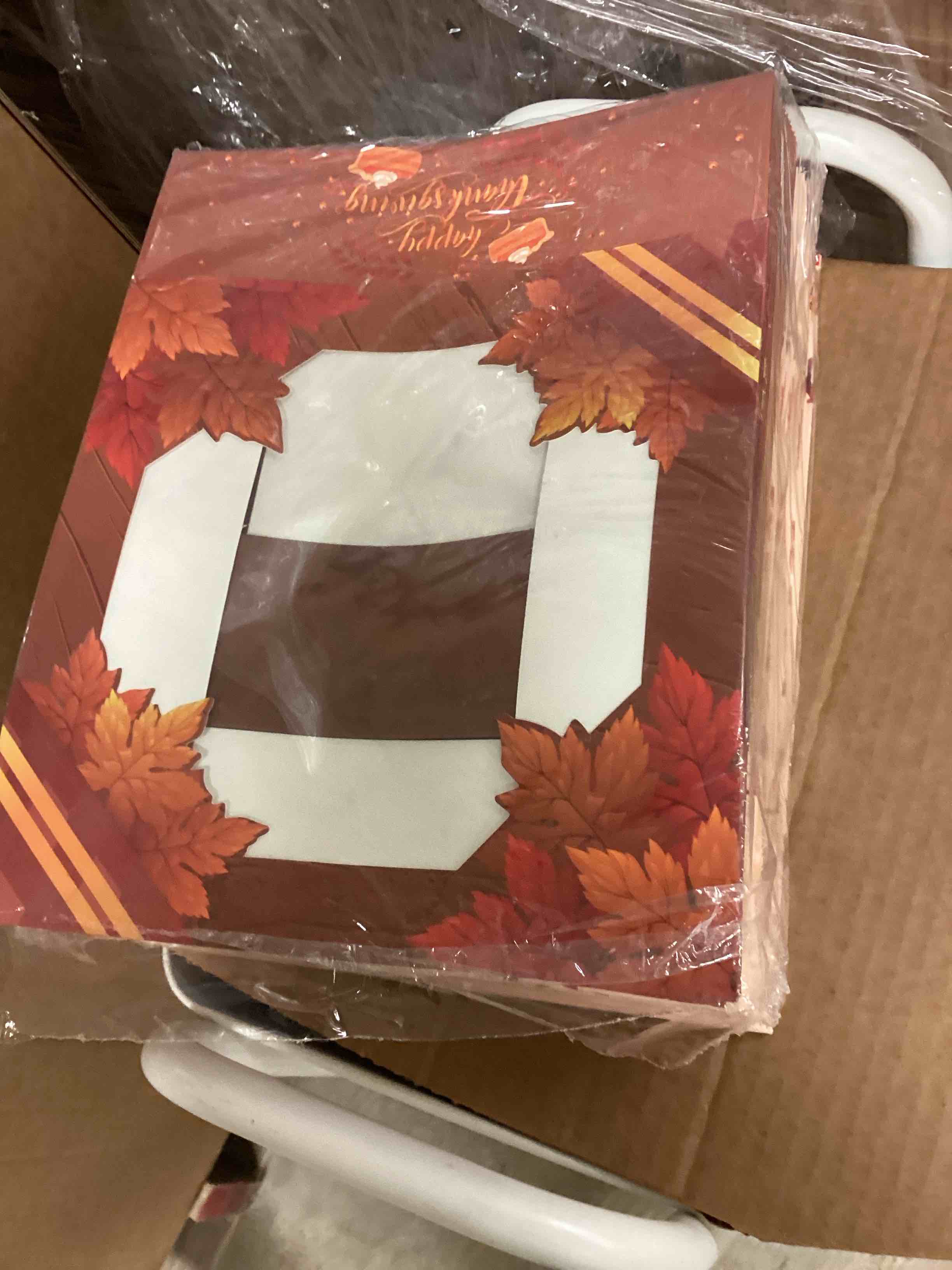 Condition photo showing New/Like New for qiqee Thanksgiving Cookie Boxes with Window Fall Treat Box 30packs 9x9x2.5 Inch Bakery Box Pastry Box for Thanksgiving Day 30 Pcs Thanksgiving