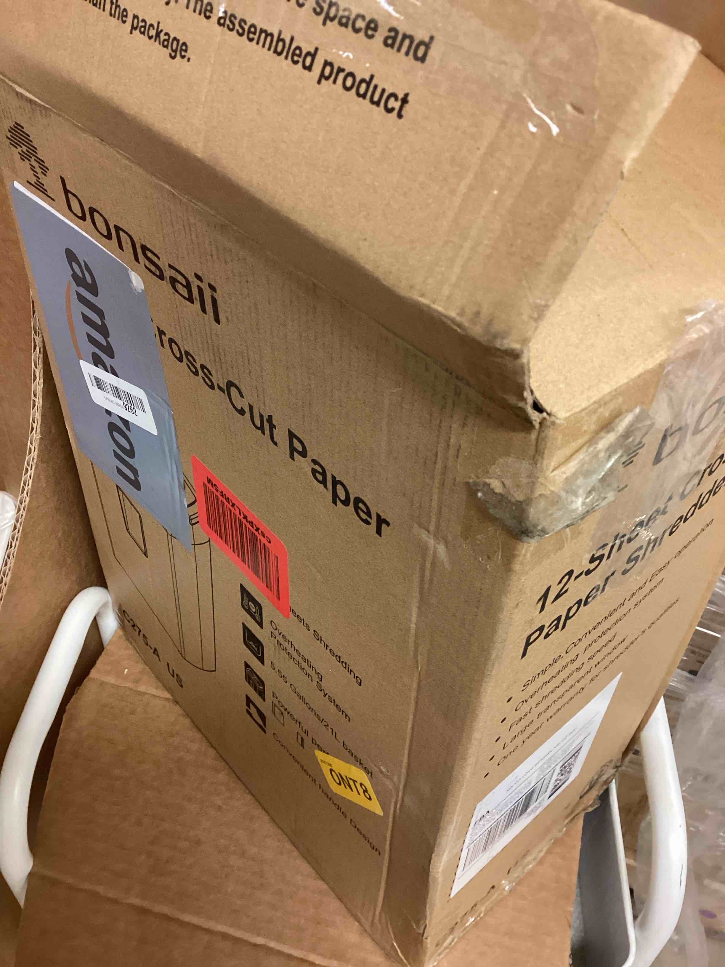 Condition photo showing Good Condition for Bonsaii 12-Sheet Cross Cut Paper Shredder, 5.5 Gal Home Office Heavy Duty Shredder for Paper, Credit Card, Mail, Staples, with Transparent Window, High Security Level P-4 (C275-A)