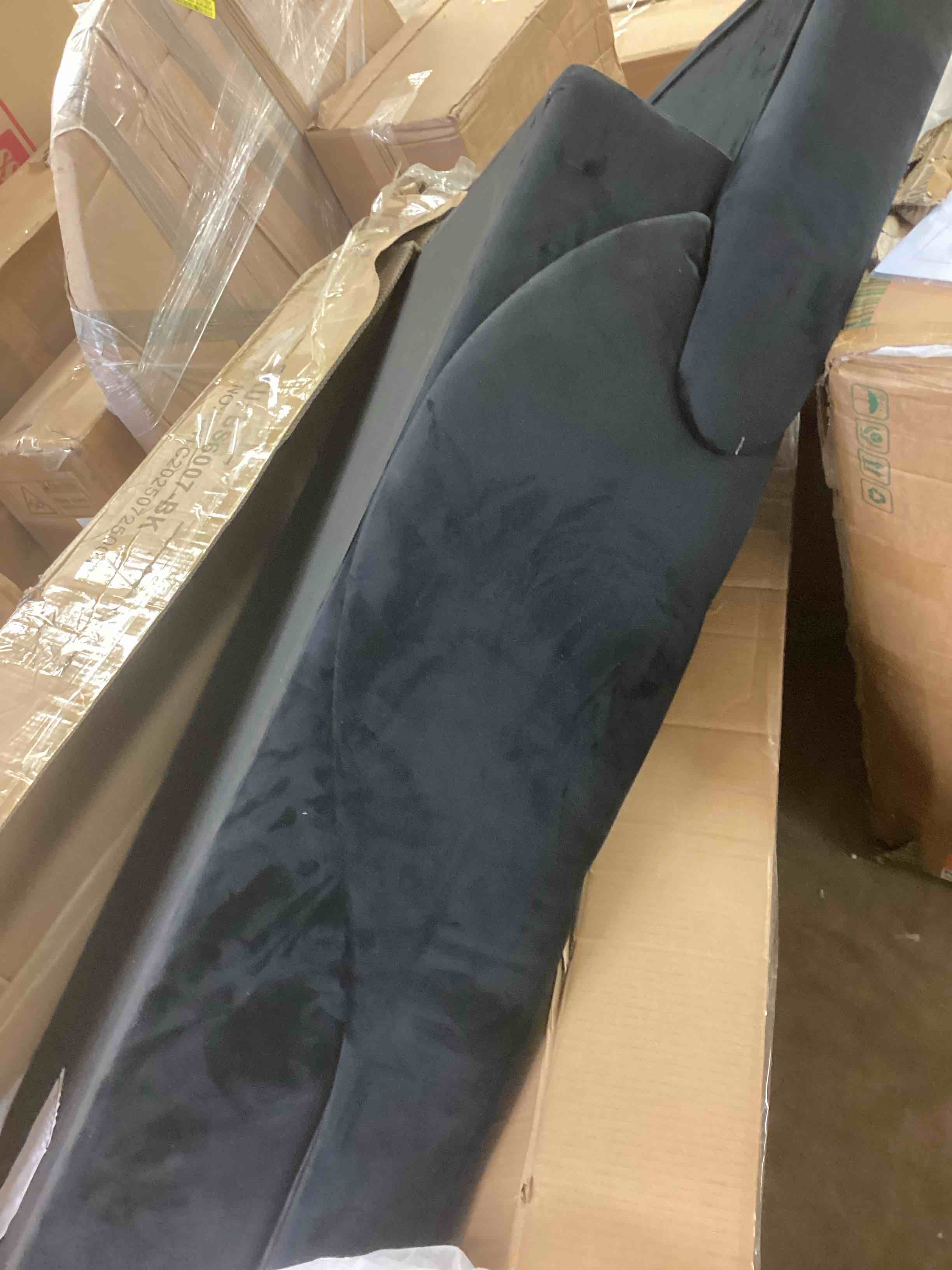 Condition photo showing As Is for Upholstered Chaise Lounge with Left Armrest Black