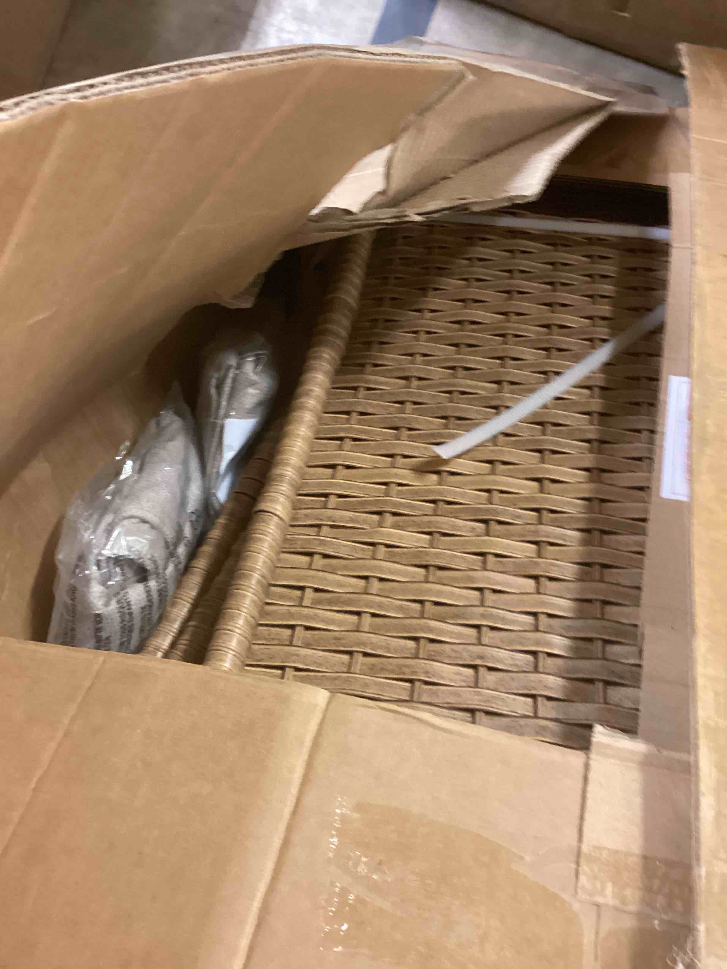 Condition photo showing Good Condition for Swivel Glider Yellow Wicker Outdoor Lounge Chair with Beige Cushions (2-Pack)(Box 2/2)