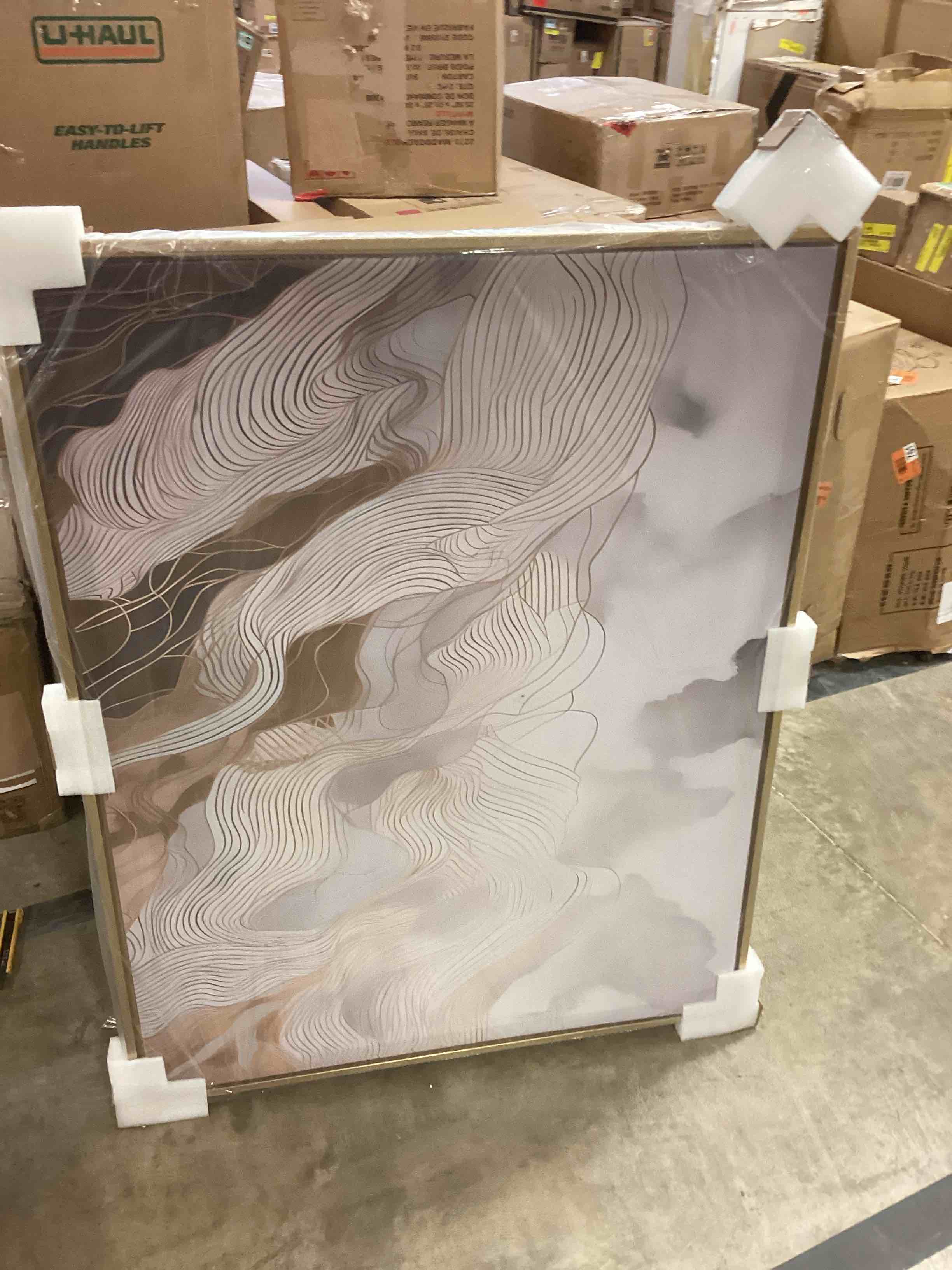 Condition photo showing New/Like New for Gold And Grey Abstracted Line Artistry V - Abstract Line Art Canvas Prints