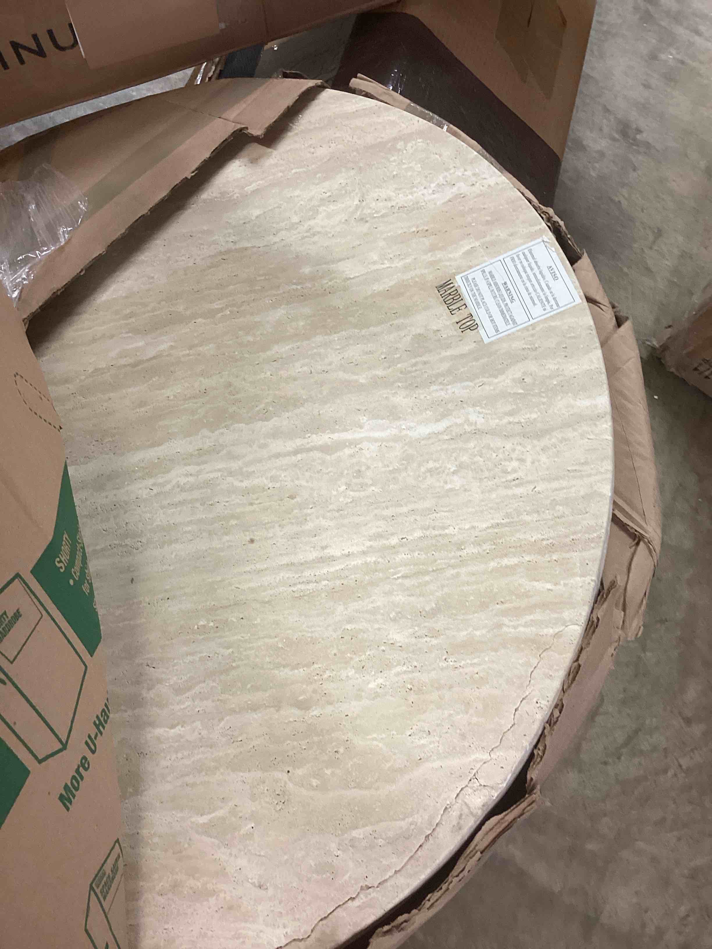 Condition photo showing As Is for Round Matte Sintered Stone Coffee Table(Only marble top)