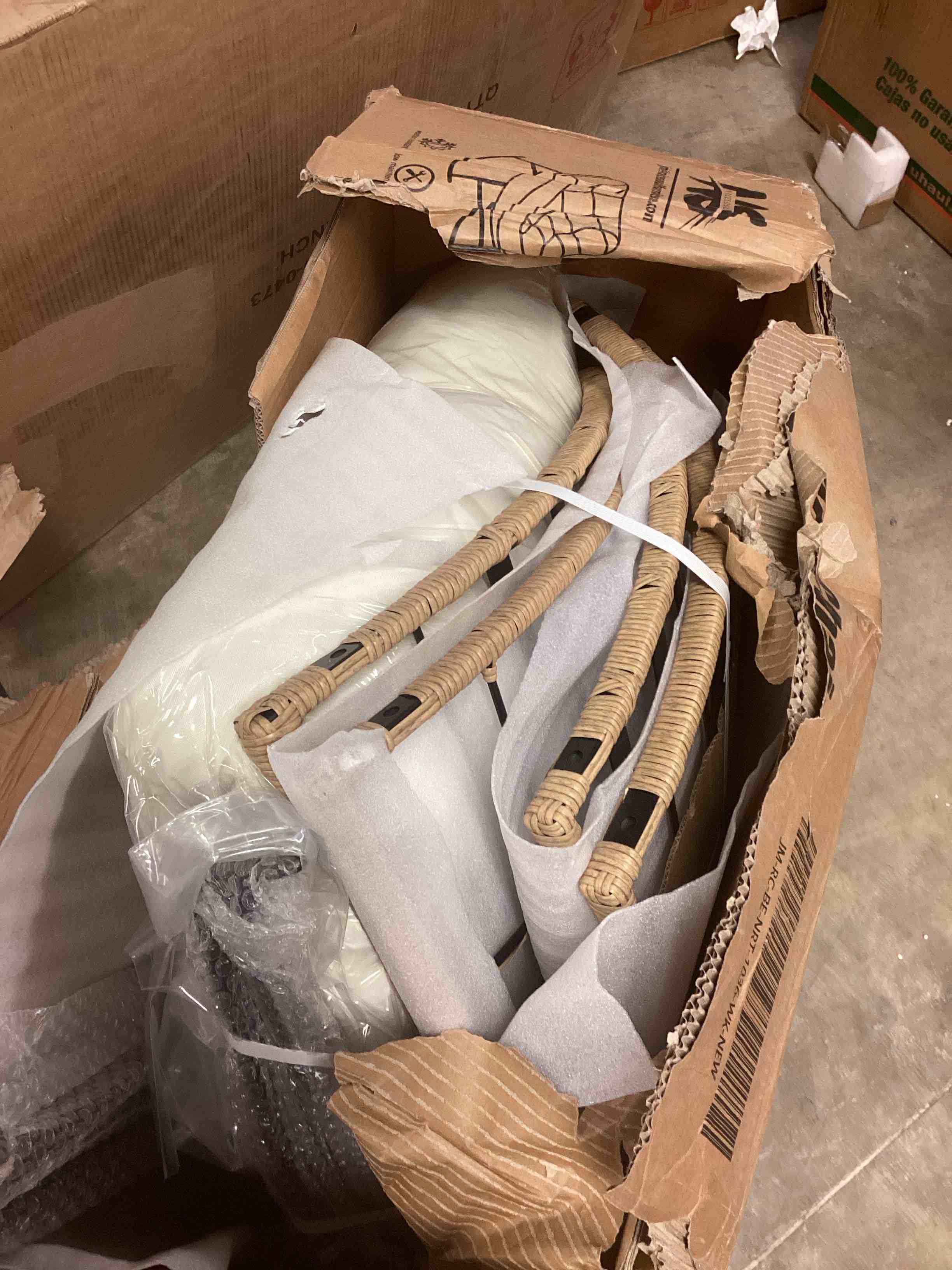 Condition photo showing Good Condition for Rocking Egg Chair Outdoor, Oversized Papasan Rocker with Cushion Beige 