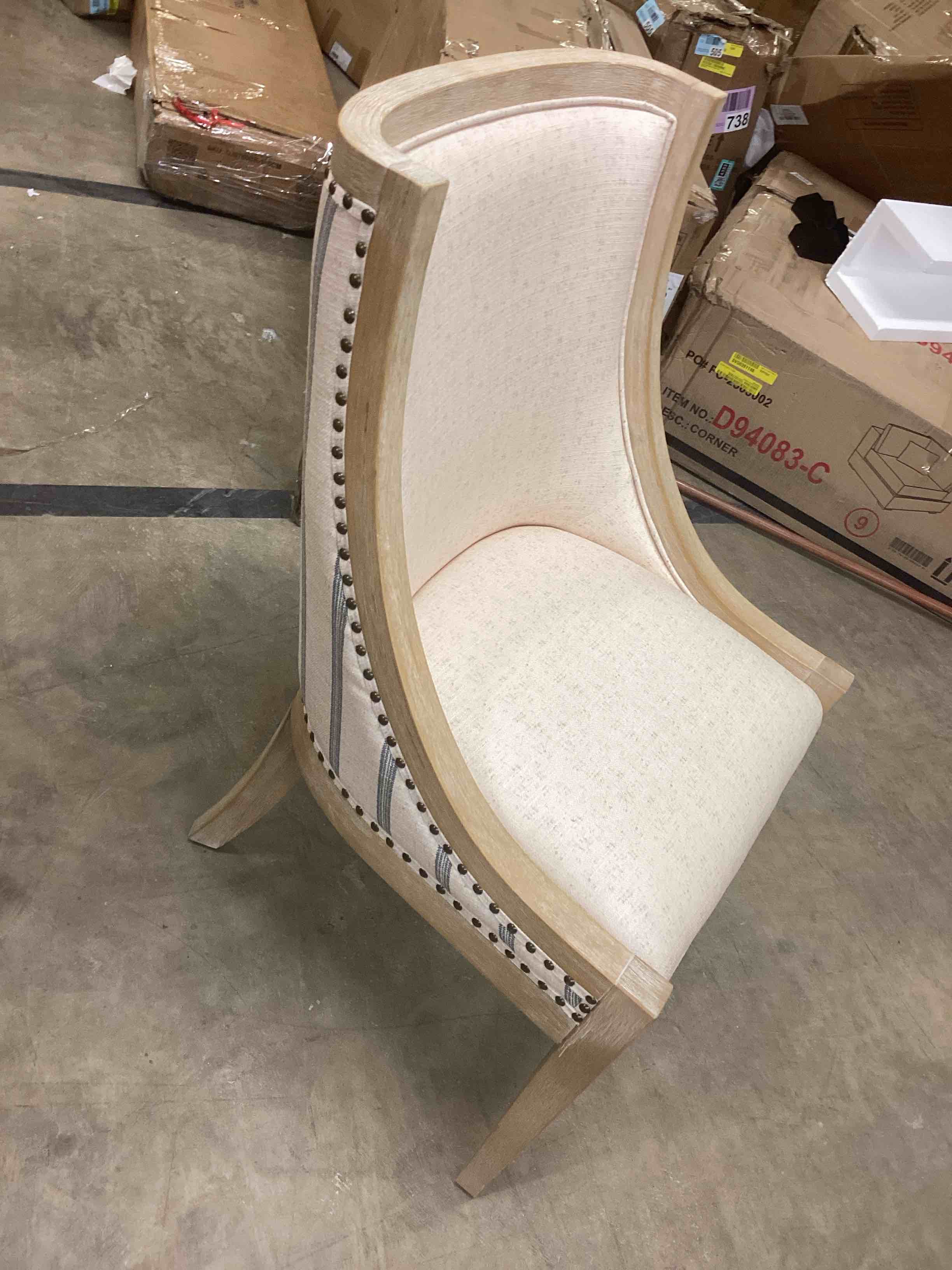 Condition photo showing New/Like New for Martha Stewart Elmcrest Wood Upholstered Dining Chair with Nailhead Trim