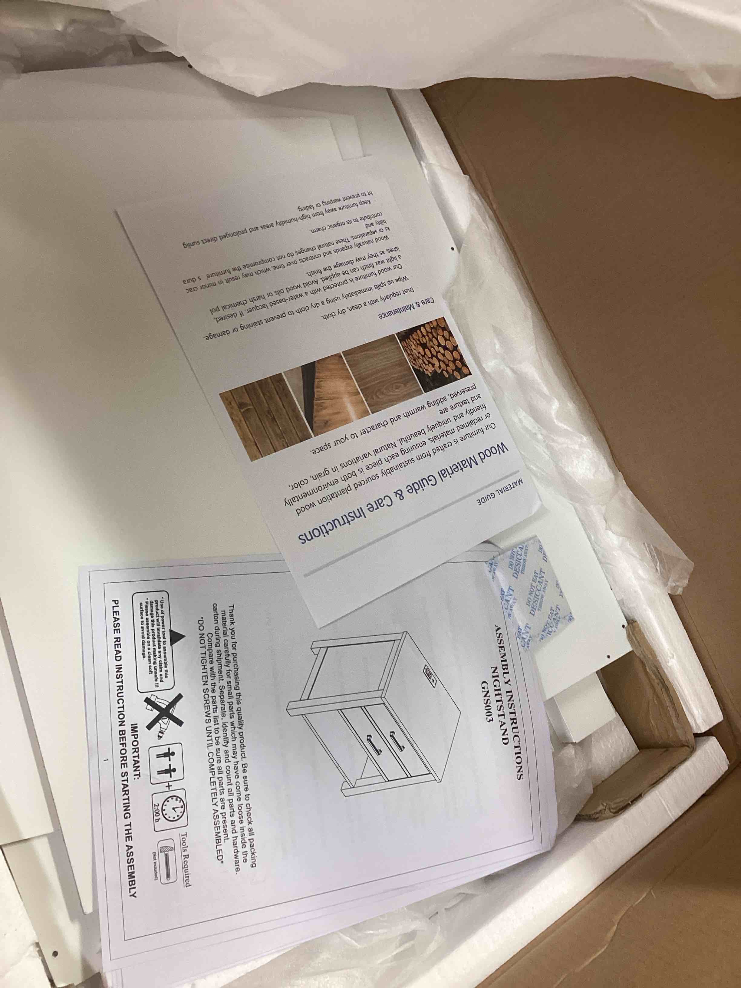 Condition photo showing Good Condition for 2 drawers solid wood nightstand with storage 2 power outlets