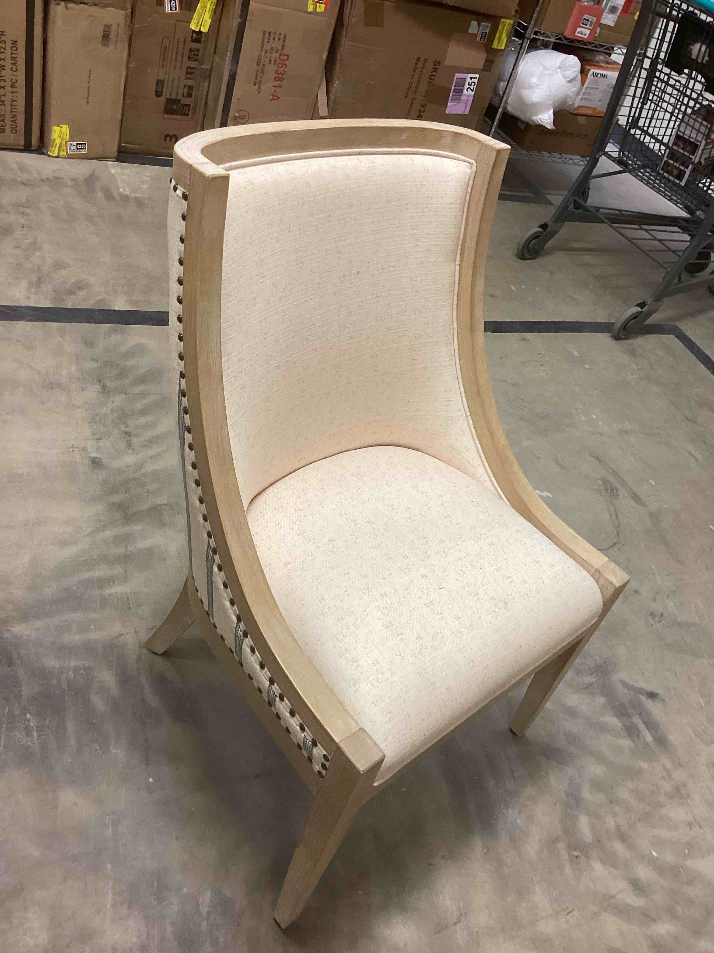 Condition photo showing New/Like New for Martha Stewart Elmcrest Wood Upholstered Dining Chair with Nailhead Trim