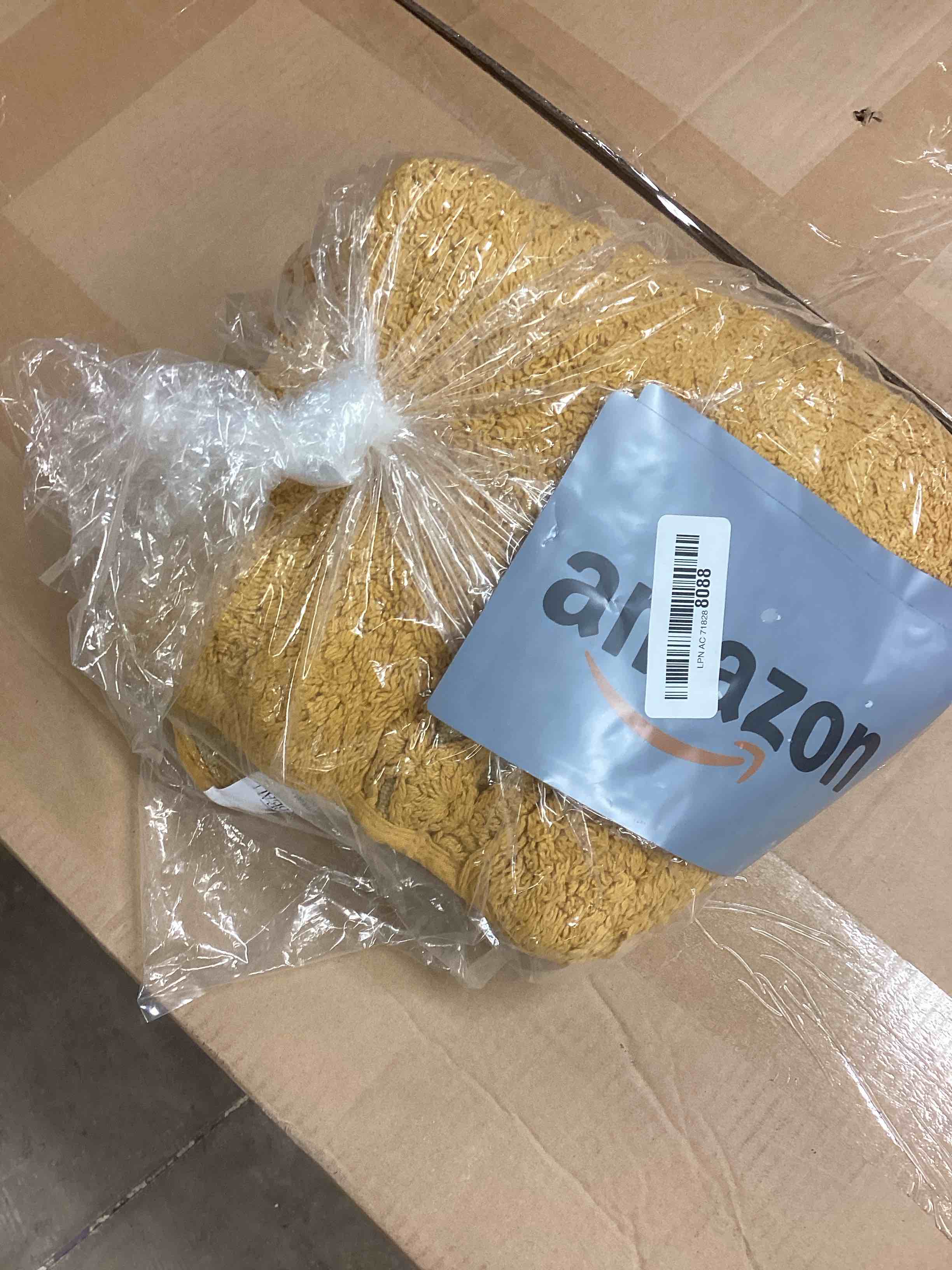 Condition photo showing New/Like New for Boho Bathroom Rugs - Half-Circle Cotton Rug with Crochet Insert, Tassels & Non-Slip Backing - Soft Bohemian Bath Mat for Bathroom, Bedroom or Entryway - Yellow Mustard 42x22 Semi-Circle Mustard