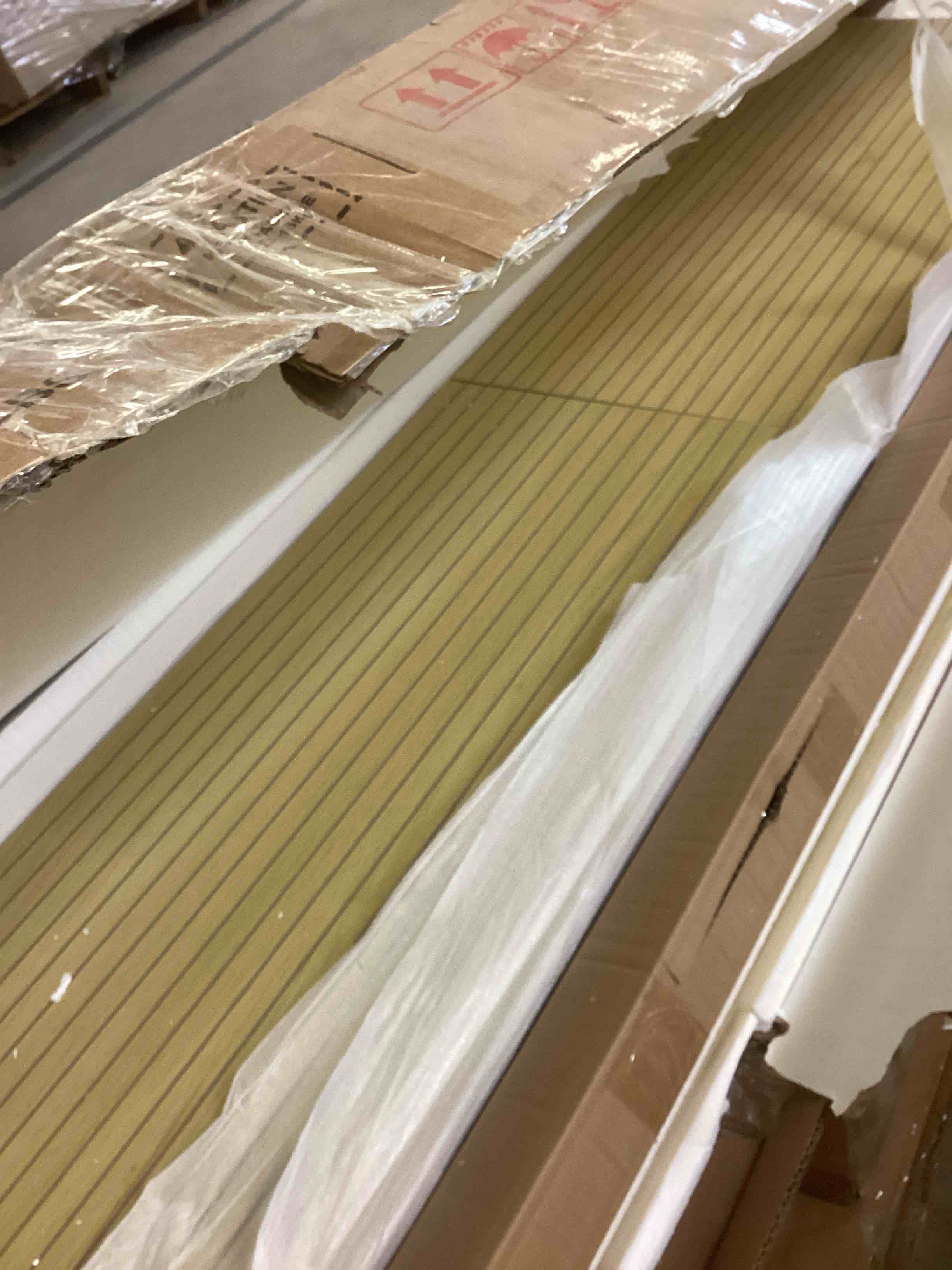 Condition photo showing Good Condition for 70"-93" Extendable Dining Table for 8 10 12, Rectangular Wood Kitchen Table with Fluted Base and Storage, Double Pedestal Modern