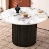 (Only marble top)Luxury Faux Marble Top Column Base Dining Table Round Metal