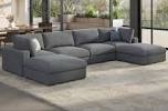 (Box 2/4)Modechai Sectional Sofa, 152“ Down Filled Sofa, 6 Seats U Shaped Couch with Chaise, Ottoman