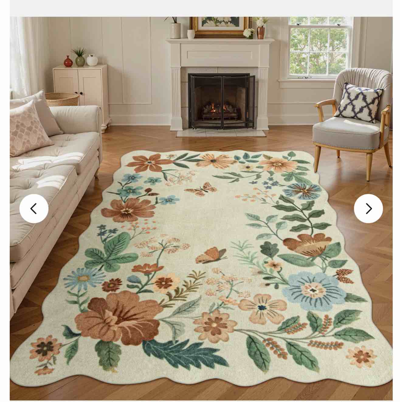 Floral Living Room Rugs, Area Rugs 8”x10” Rug for Bedroom Ultra-Thin Soft Rug,