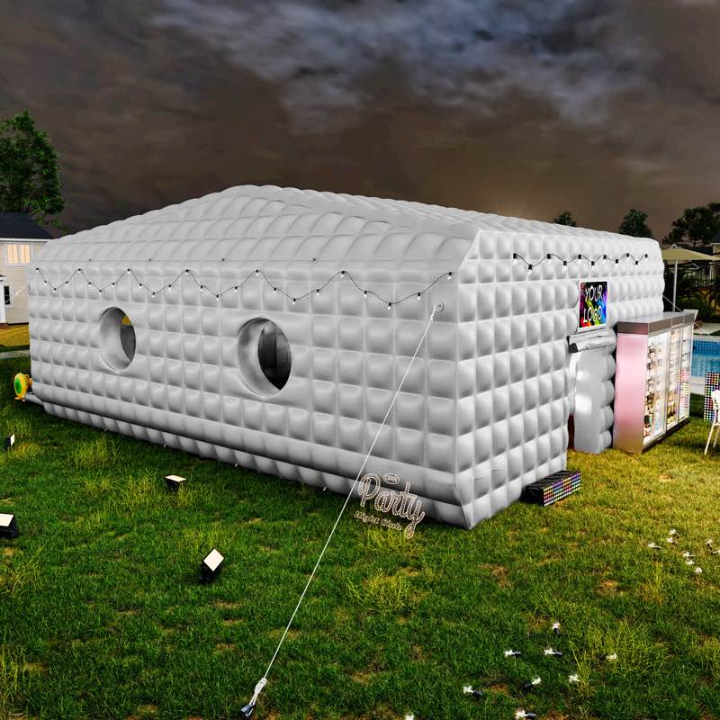 Pop-Up Nightlife AMERLIFE 33x20x13 FT Large Inflatable Night Club Tent for Adults, Space Capsule Inflatable Nightclub with 6 Windows & Movie Screen Hooks, Event Tent for Backyard Party, Silver