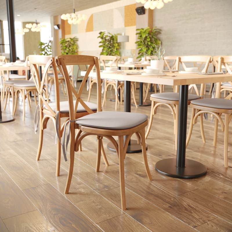 Arquit Series Stackable Wood Cross Back Bistro Dining Chair with Cushion (Set of 2)