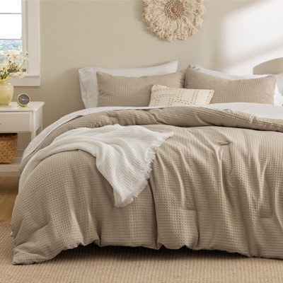 bedsure waffle comforter set, soft king 