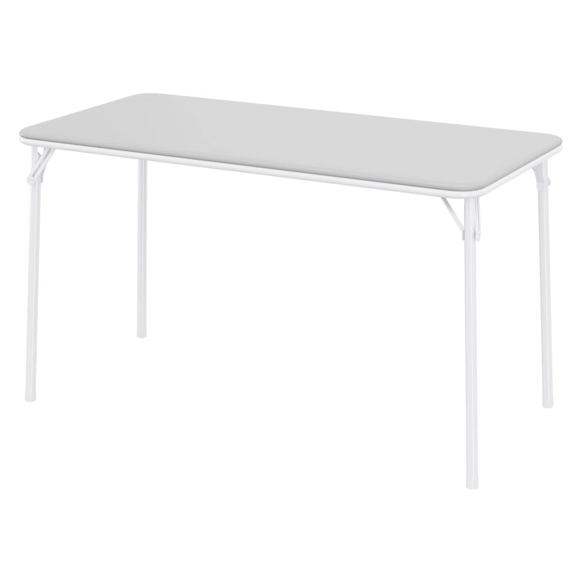 Folding Table, Portable Folding Card Rectangle Table With Sturdy Metal Frame, PU Leather Upholstered Foldable Table