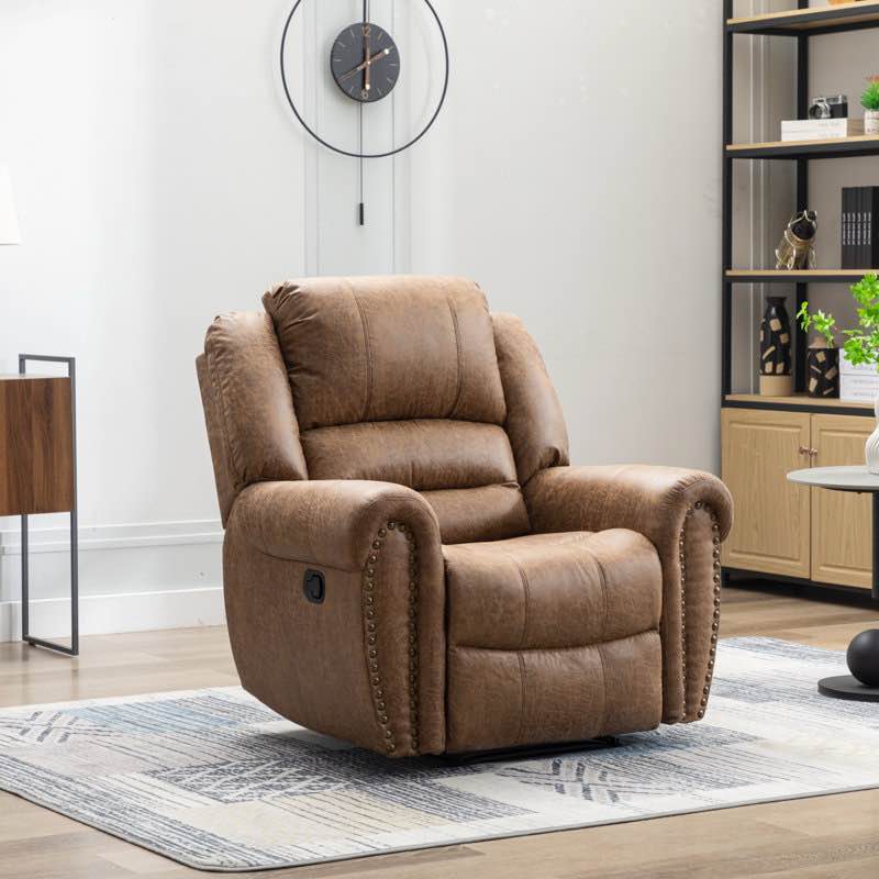 chemika 40.9'' w classic super soft padding and oversize manual recliner with rivets