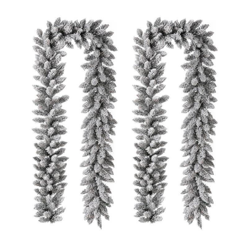 Hilaree 9ft Flocked Christmas Garland with LED Lights (Set of 2)