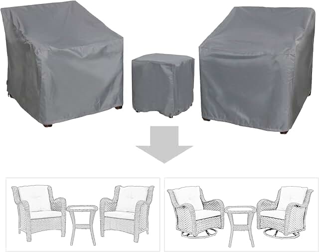 3-Piece Patio Furniture Chair Covers Set, Outdoor 600D Heavy-Duty Waterproof