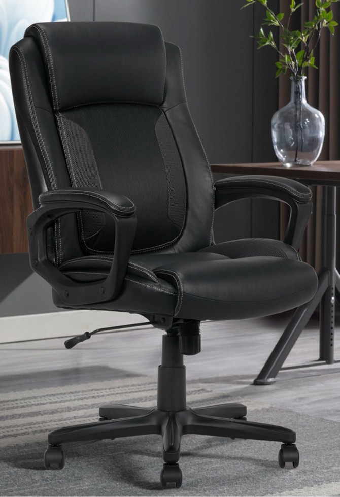 Serta Mid-Back Office Chair With Mesh Accents And Memory Foam, Black