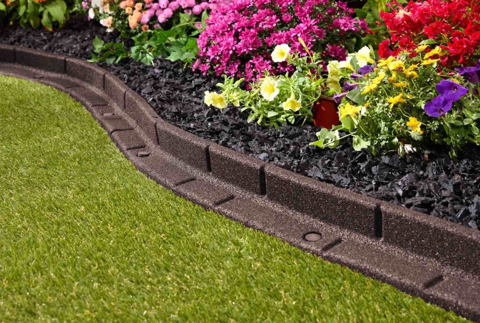 groundsmart 4' brown roman brick rubber landscape edging, 2pk