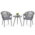 2-Piece Woven Rope Aluminum Patio Conversation Set Outdoor Bistro Set with Gray Cushion (Incomplete only includes 2 chairs)