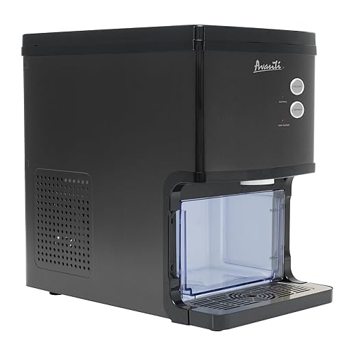 Avanti Elite Series Countertop Nugget Ice Maker and Dispenser, 33 lbs, in Black Stainless Steel (NIMD3314BS-IS)