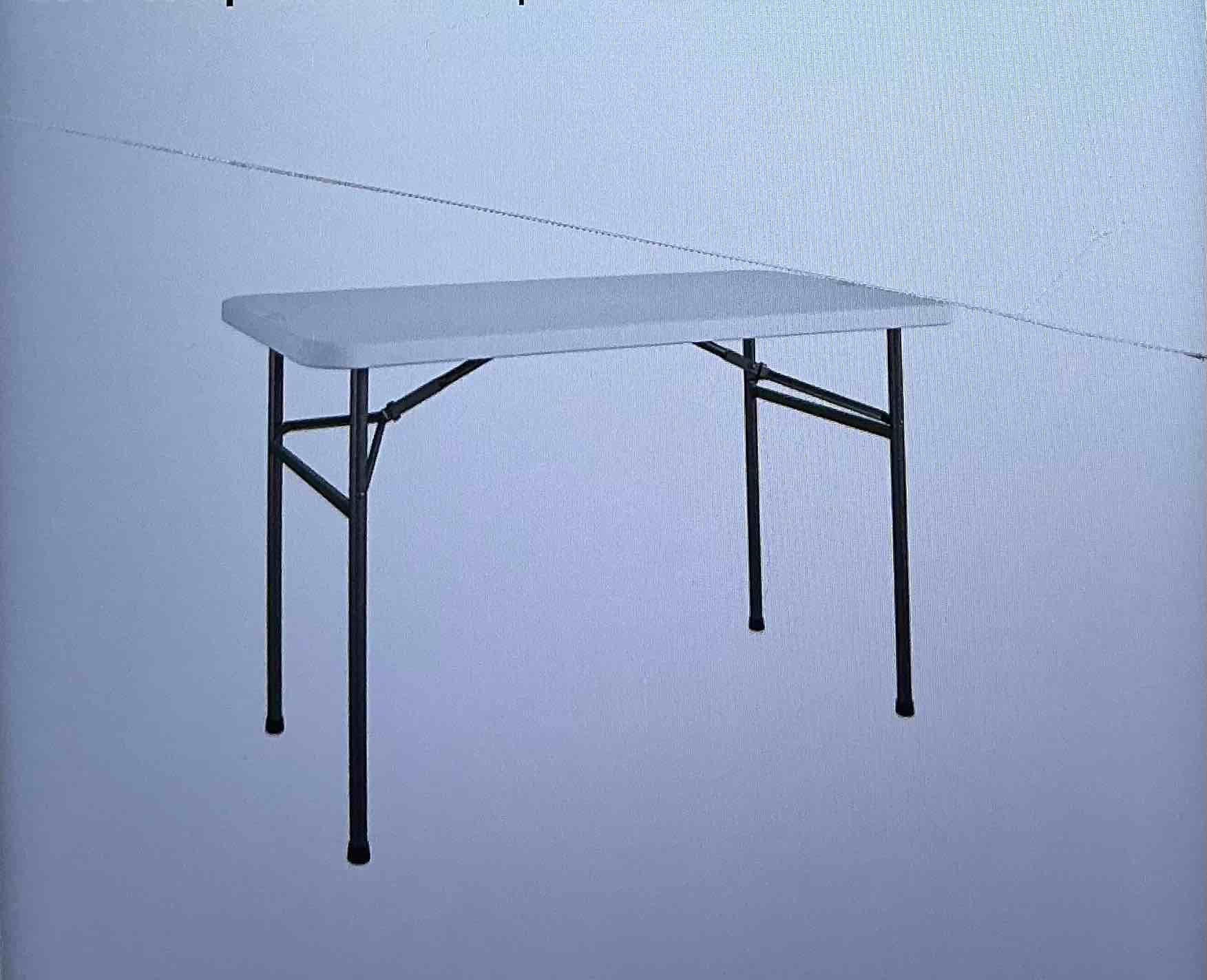 COSCO 4 feet Straight folding utility table, white, for indoor and outdoor, portable desk, camping, back door and craft table