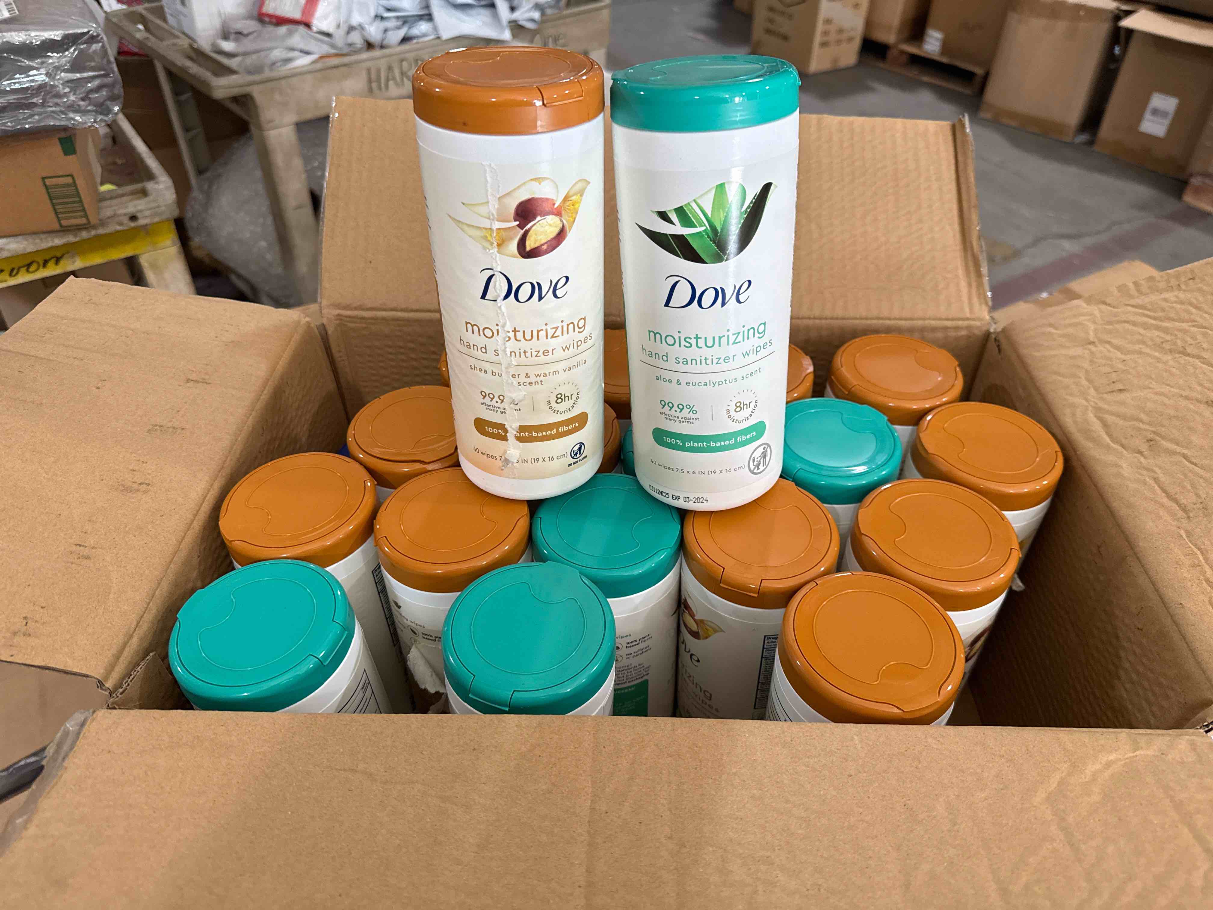 lot of dove, moisturizing, hand, sanitizer wipes