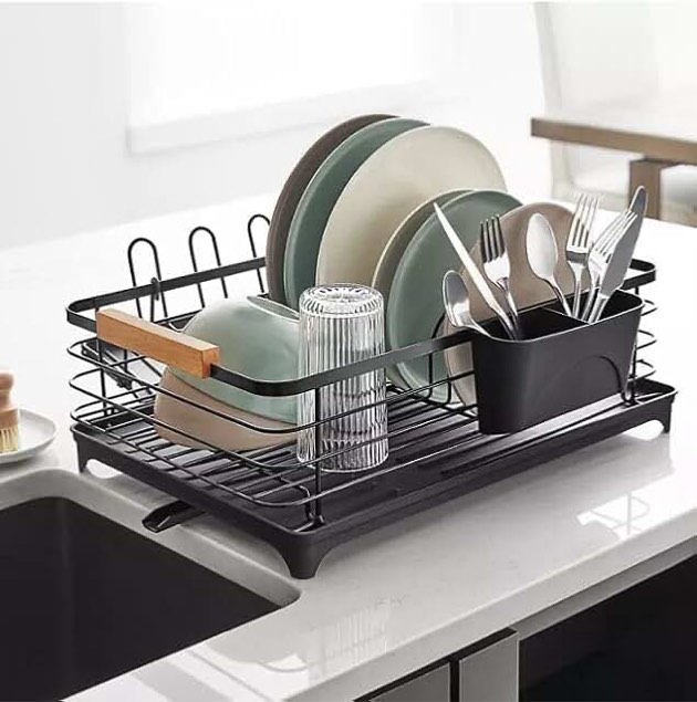 member's mark modern dish rack with utensil caddy and glassware holder