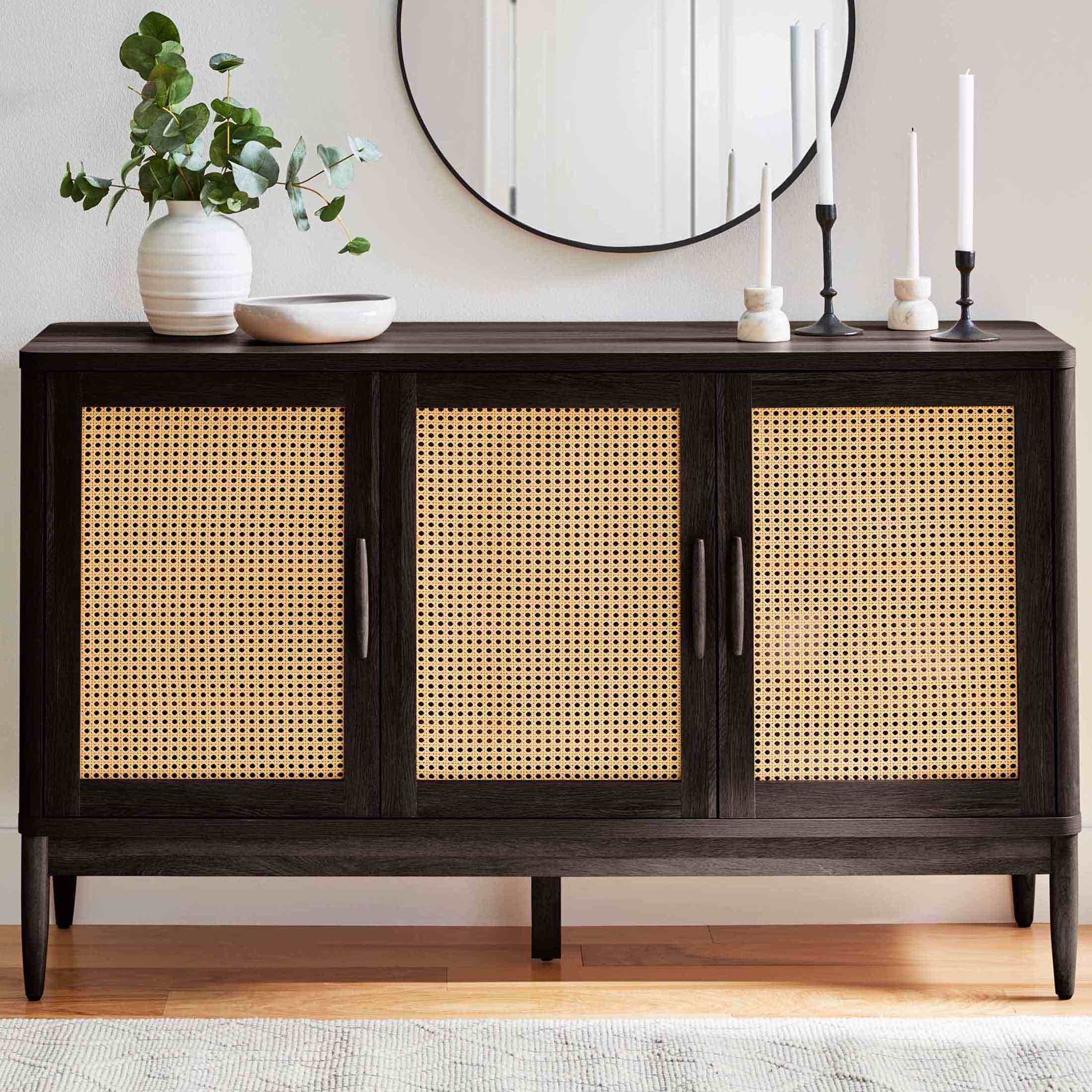 Better Homes & Gardens Springwood Caning Sideboard, Charcoal Finish - incomplete 