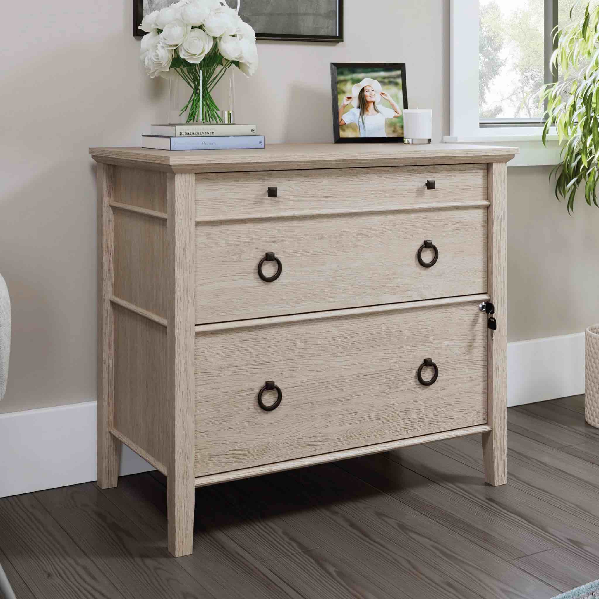 Sauder East Adara 2-Drawer Lateral File Cabinet, Cascade Oak Finish