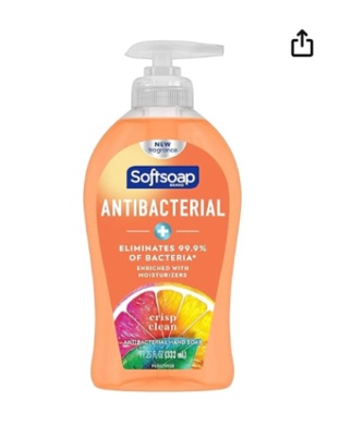 softsoap antibacterial liquid hand soap, crisp clean scent hand soap, 11.25 ounce, 6 pack