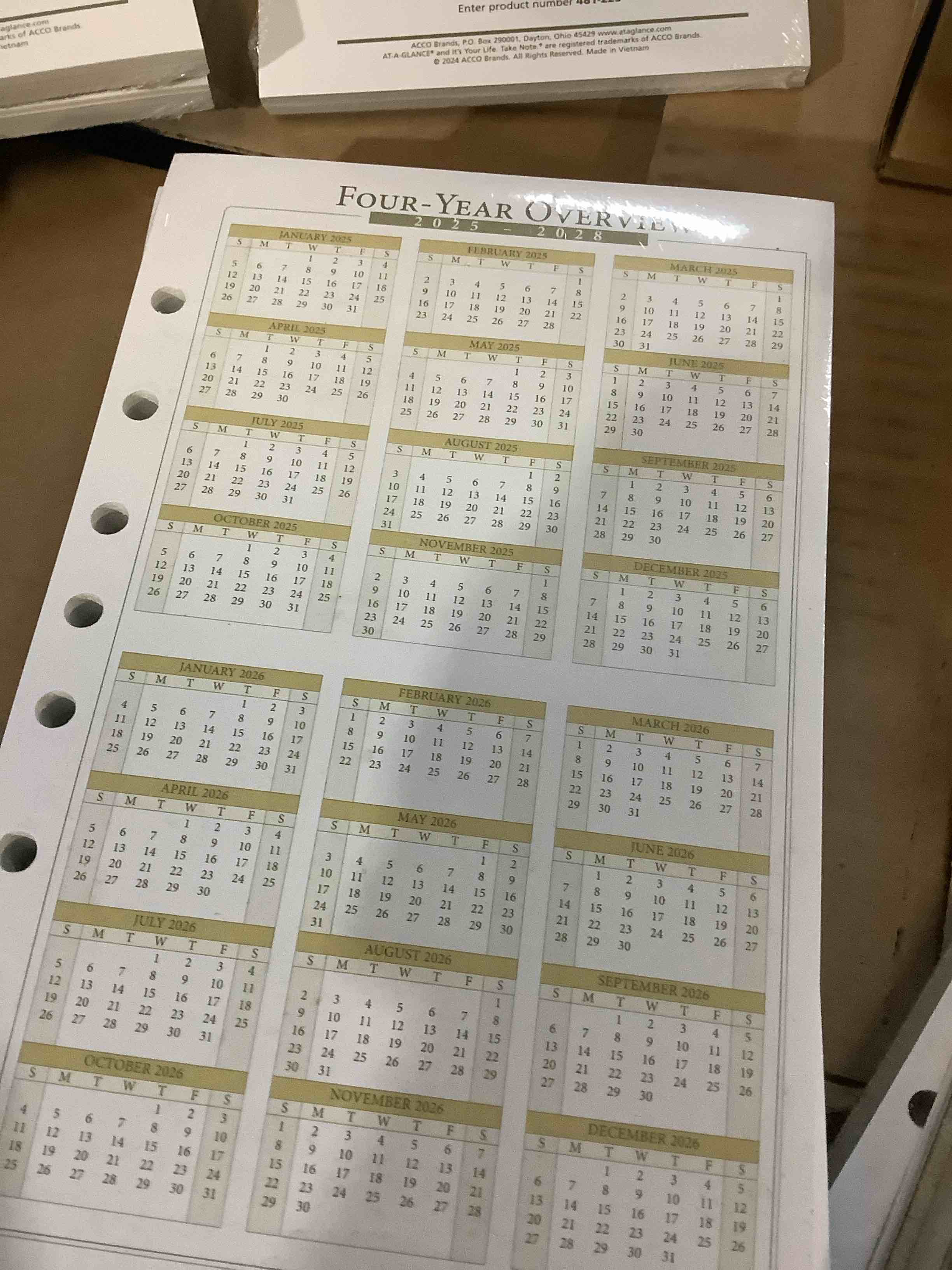 An assortment of at a glance calendars