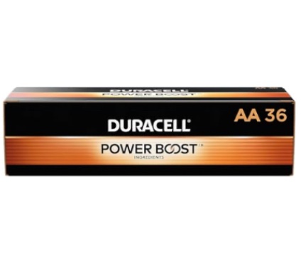 Duracell MN15P36 Standard Battery, AA, Alkaline, PK36 Lighting, 36 Count (Pack of 1), Black