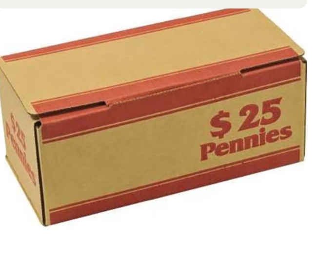 CONTROLTEK $500 of Quarters Coin Box, 1-Compartment, Kraft/Orange, 50/Pack (560062)