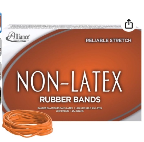 alliance non-latex rubber bands, sz. 33, orange, 3 1/2 x 1/8, 720 bands/1lb box / 12 boxes