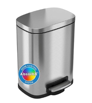 1.32 gal soft step stainless steel step pedals trashcan with odor filter