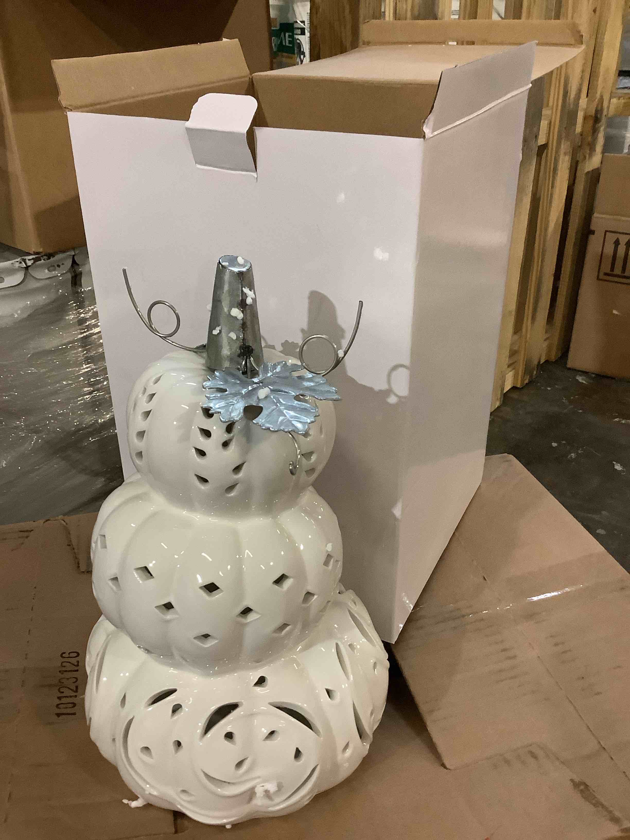 Three tier white ceramic Halloween table decoration
