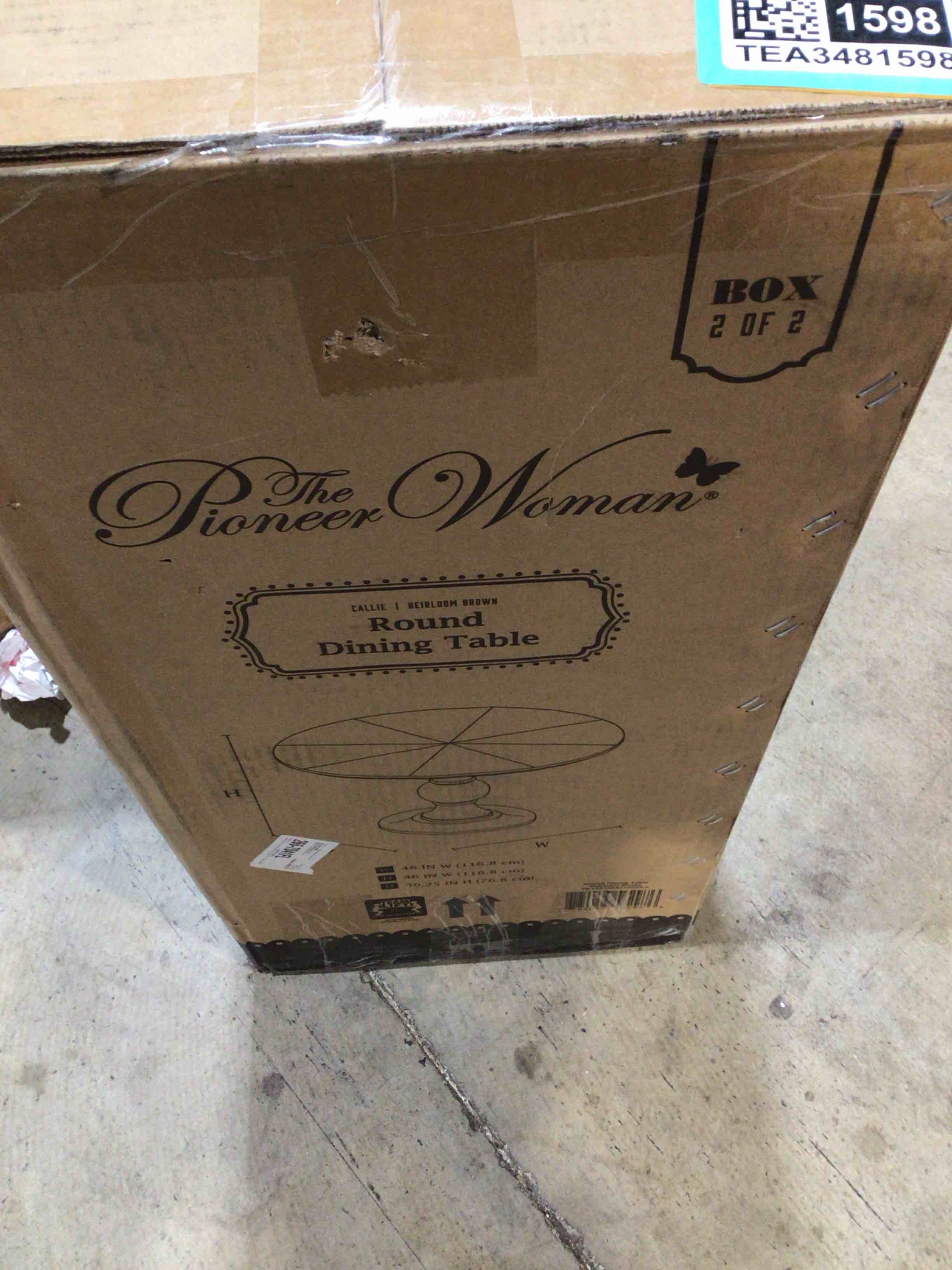 (Incomplete)-Pioneer Woman Callie Round Dining Table, Heirloom Brown Finish
