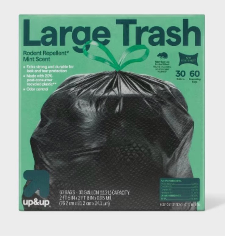 Large Drawstring Trash Bags - Mint Scent - 30 Gallon/60ct - up & up™