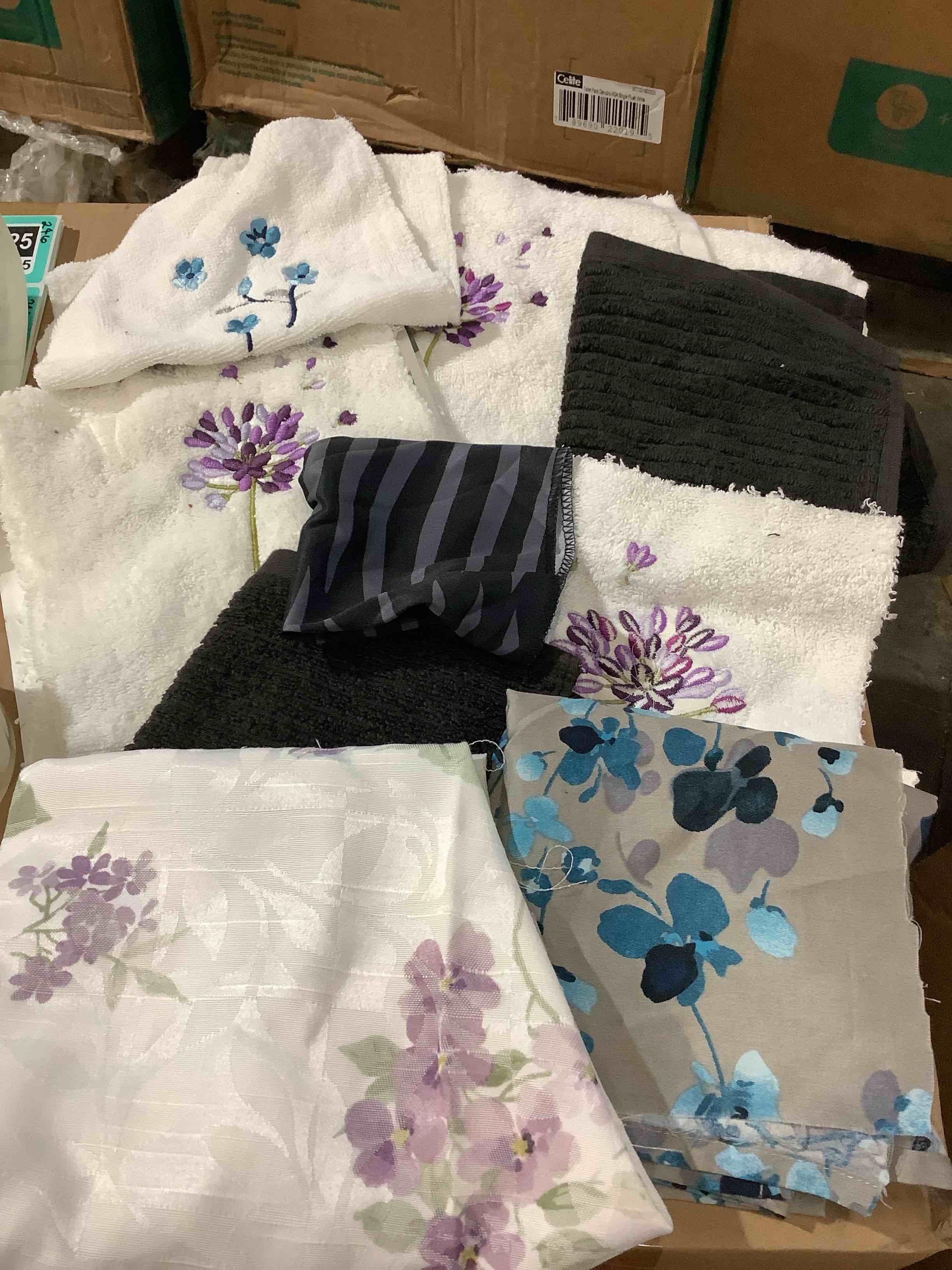 of material pieces and washcloths