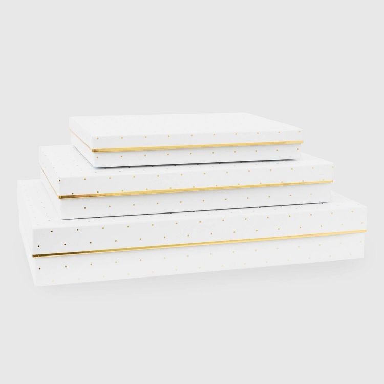 Sugar paper white and gold decorative boxes