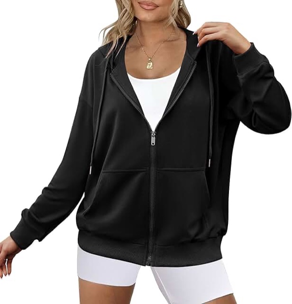 Classic Fashion Large Black Light Weight Hooded Jacket 