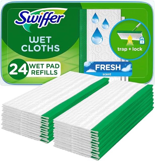 swiffer sweeper wet mopping cloths, mops for floor cleaning, open-window fresh, 24 count
