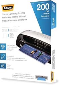 fellowes laminating pouches  3 mil  9  x 11.5   gloss clear plastic  200 per pack