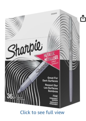 sharpie metallic permanent markers  fine point  metallic silver  36 count