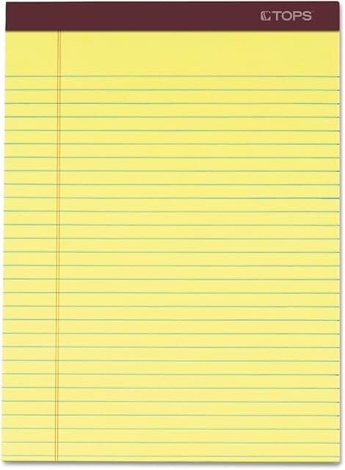 tops 8.5 x 11 legal pads, 12 pack, the legal pad brand, wide ruled, yellow paper, 50 sheets per writing pad, made in the usa (7532)