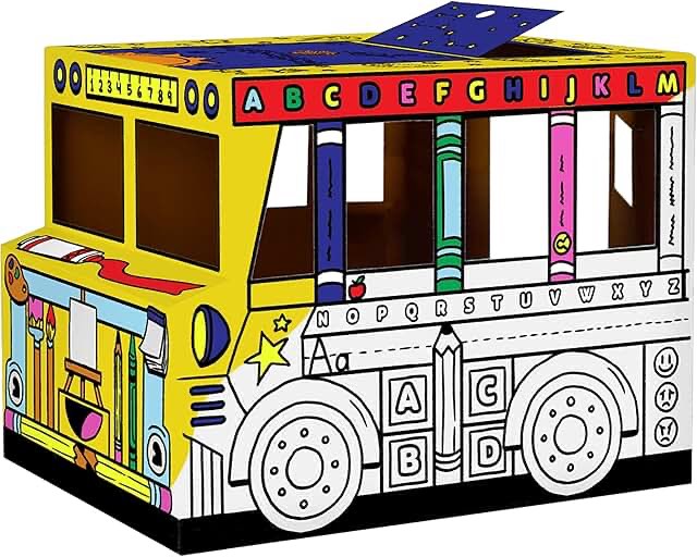 Bankers Box at Play School Bus Cardboard Playhouse and Craft Activity for Kids