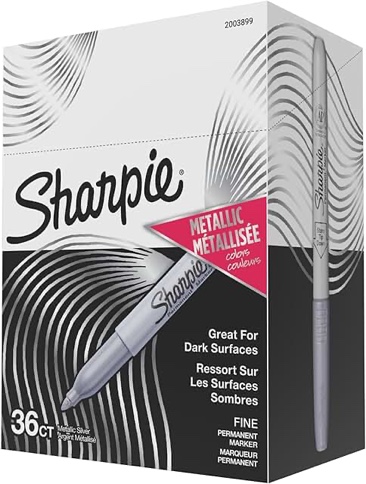 Sharpie Metallic Permanent Markers, Fine Point, Metallic Silver, 36 Count